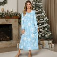 thumbnail image 4 of DISNIMO Women's Long Sleeve Nightgowns Christmas Snowflake Printed Full Length Sleepwear Long Soft Ladies Sleep Shirts Button Front Night Gowns, 4XL, 4 of 8