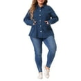thumbnail image 2 of Agnes Orinda Women's Plus Size Denim Classic Button Down Pockets Fall Jean Jackets, 2 of 5