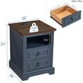 thumbnail image 3 of Vecenuy Nightstand with Charging Station, Side Table with 2 Drawers & Open Storage, 18" Retro Bedside, End for Bedroom Living Room, Blue, 3 of 9
