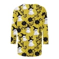 thumbnail image 3 of Plcasen Women Halloween Witch Hat Ghost Floral All Over Print Round Neck 3/4 Sleeve Loose Blouse Top, 3 of 4