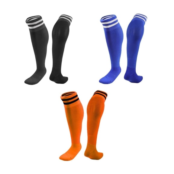Lian LifeStyle 3 Pairs Knee High Sports Socks for Soccer, Softball, Baseball, Soccer, and Many Other Sports XL002 Size M Black,Blue,Orange