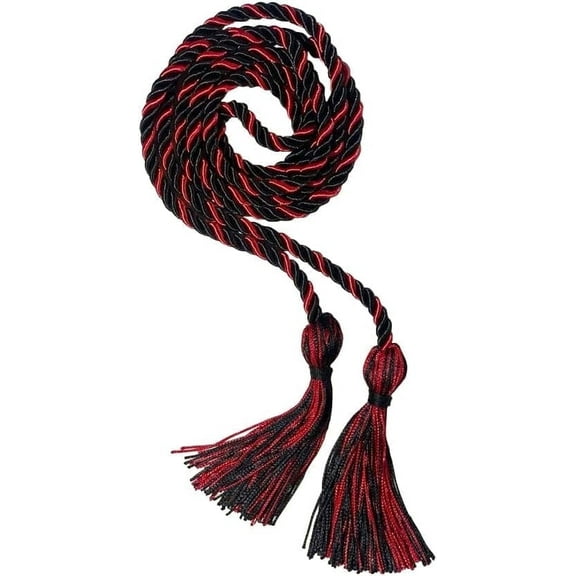 Graduation Honor Cords, Red and Black Twisted Cords with Tassels