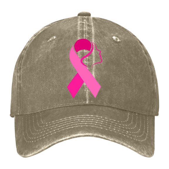 AJGRHE Women Cancer Awareness Month Printed Washed Baseball Cap Outdoor Sports Hat Khaki One Size