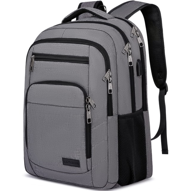 Mochila escolar Liokesa, grande, para ordenadores portátiles de 15,6 pulgadas, color gris