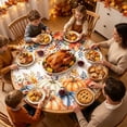 thumbnail image 4 of SUYOLL Halloween Fall Thanksgiving Round Table Cloth Stretch Tablecloth with Pumpkin Sunflower Print, Farmhouse Harvest Table Cover for Indoor Dinner Outdoor Picnic Home Kitchen Decor, 4 of 4