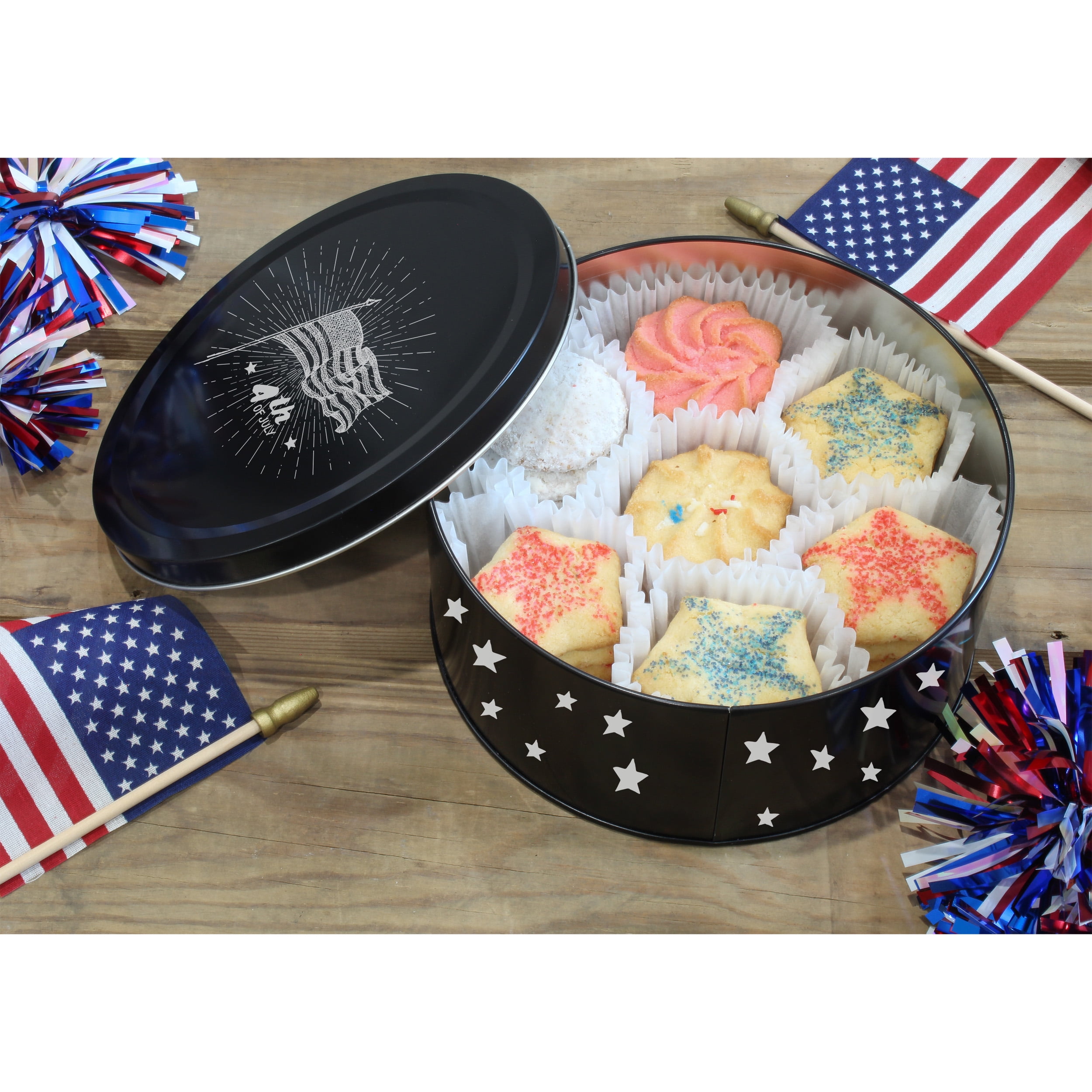 Decorae Black Chalkboard Cookie Tins Set of 2 Round Baking and