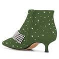 thumbnail image 4 of XYD Women Fashion Crystals Studded Kitten Heel Ankle Boots Bling Buckle Strap Pointy Close Toe Zip-up Bootie Shoes Size 14.5 Green, 4 of 4