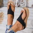 thumbnail image 3 of Womens Platform Flip Flops with Arch Support Comfy Footbed Wedge Sandals Boho Hollow out Nonslip Slip on Cork Wedges Heels Black Size 9, 3 of 5