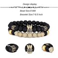 thumbnail image 3 of 4 Uds. Pulsera de cuentas con dijes de rey corona de 8mm para hombres y mujeres cuentas de piedra de ónix mate negro Natural elástico ajustable, 3 of 5