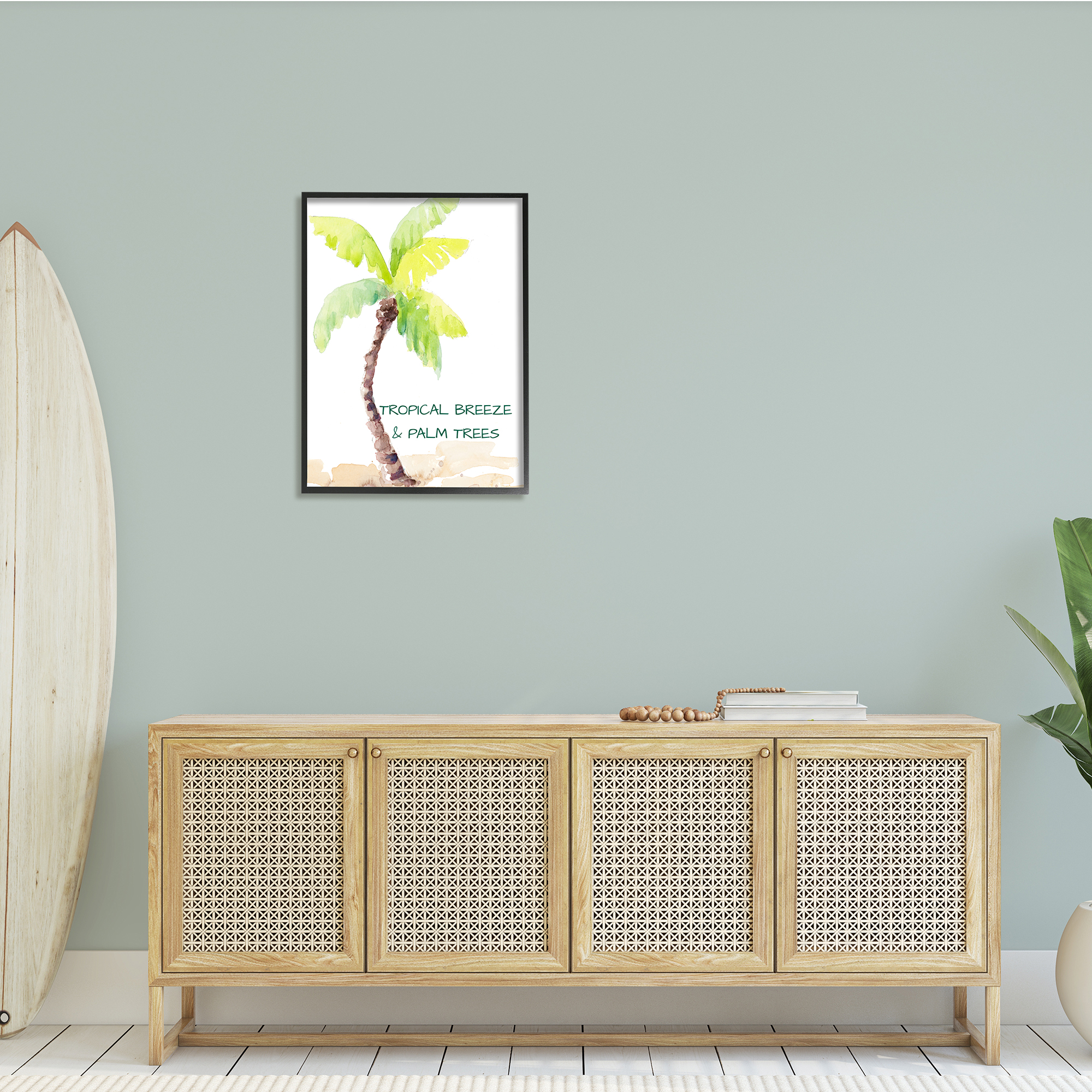 Stupell Indtries Tropical Breeze & Palm Trees Phrase Soft Beach,24 x 30,Design by Lanie Loreth