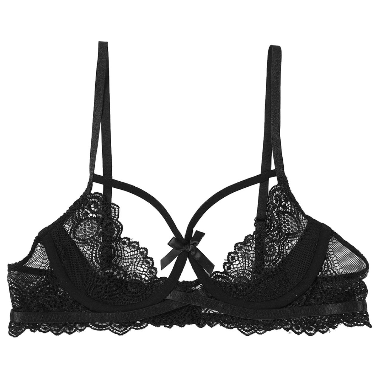 YEAHDOR Womens Lace Bra Push Up Underwired Bustier Unlined Bralette Exotic Lingerie Black 5XL Walmart