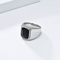thumbnail image 2 of Men's Stainless Steel Gold/Silver/Black Plated Ring with Cushion Cut Gemstone Simple Ring Size 7-13, 2 of 3