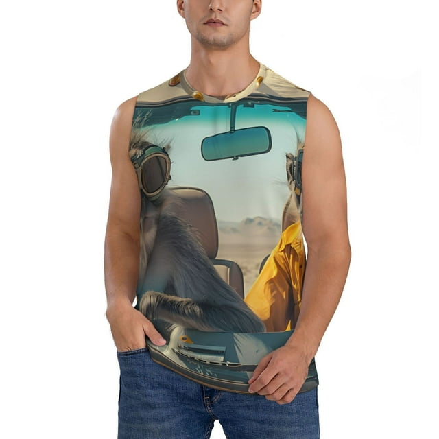 Balery Desert Monkeys Drive Camisetas sin mangas para hombre, absorbe la humedad y protege contra el mal olor.-Medium