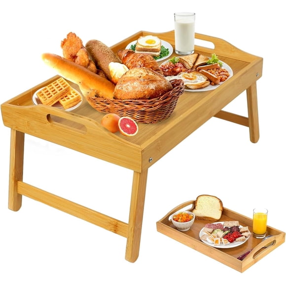 Tucorresi Bandeja de Cama,Bandejas de Cama con Patas Plegables, Bandeja PortáTil para Servir con Asas de Transporte, 50 X 30 Cm,Bandeja para Desayunar En La Cama, Leer o Trabajar