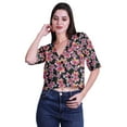 thumbnail image 2 of Moomaya Womens Printed Cotton V-neck Crop Top Elbow Sleeve Summer Clothing Boho Blouse, 2 of 7