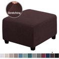 thumbnail image 3 of Ottoman Cover Slipcovers Square Fit Length 13"-44" Footrest, Stool Covers, Ottoman Protector Cover, Footstool Covers with Stretch Thick Checked with Elastic Bottom, Removable Washable(Chocolate,XXL(85, 3 of 7