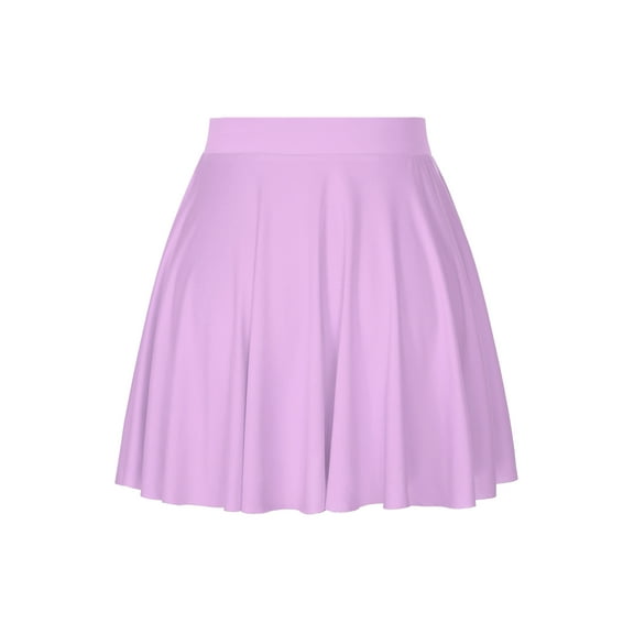 Runhomal Flared Mini Skirt for Women Casual Elastic Waistband Pleated Tennis Ruffle Skirts Sportwear Lavender One Size