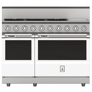 Hestan KRD484GD-LP-WH 48 Inch Wide 7.5 Cu. Ft. Free Standing Dual Fuel Range, 48" 4 Burner (w/Griddle), Froth