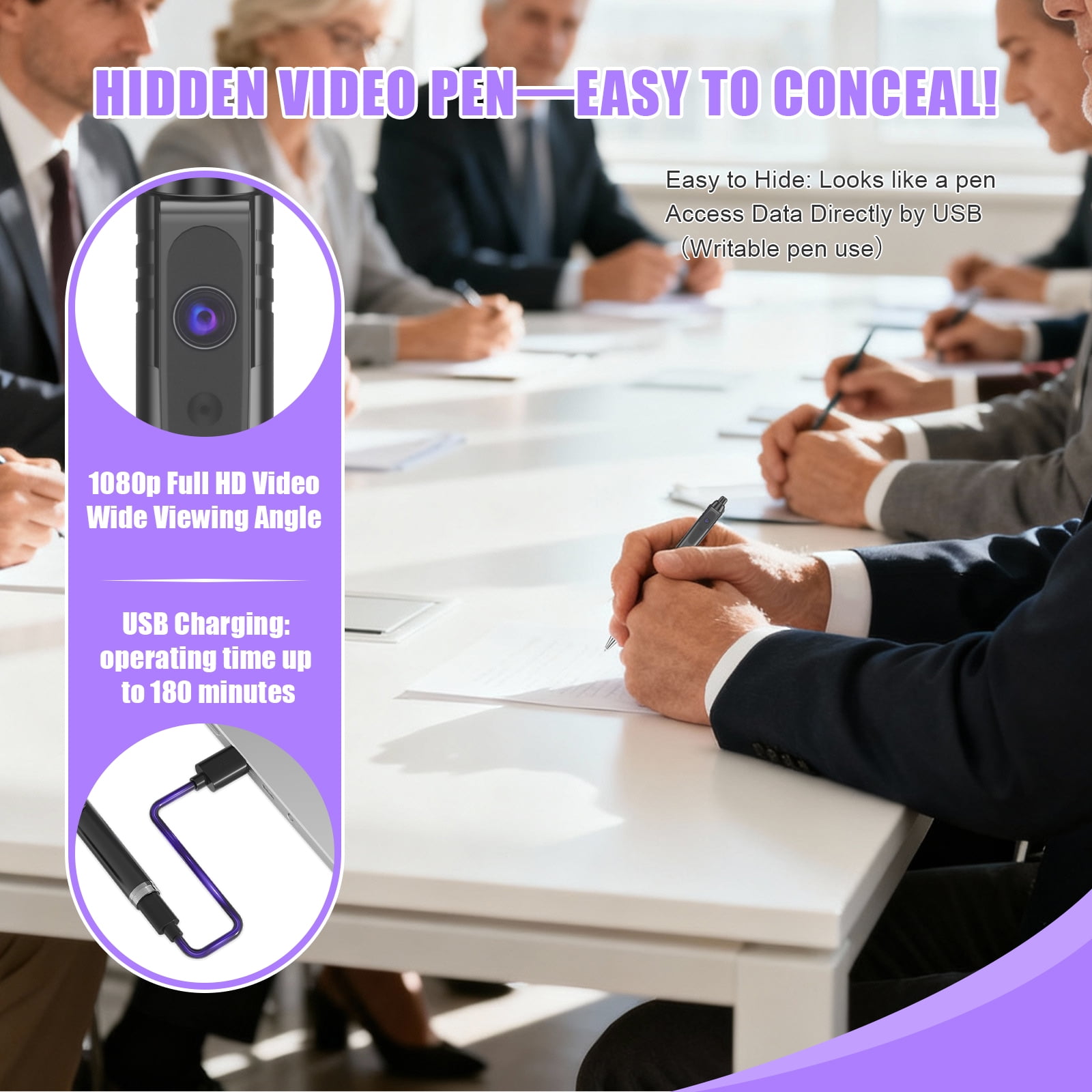 1080P HD Mini Portable Camera with 64GB Storage, USB Rechargeable Pocket Video Recorder for Home, Office and Personal Monitoring