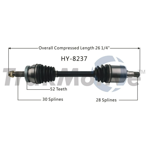 CV Axle Shaft Fits select: 2011-2012 KIA SORENTO, 2007-2012 HYUNDAI SANTA FE