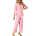 thumbnail image 4 of INSPIRE CHIC Women's Satin Lounge Sleepwear Night Suits V Neck Lace Trim Pajama Sets XS Pink, 4 of 6
