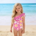 thumbnail image 6 of MKOSPLRT Little Girls' Floral Print One-Shoulder One-Piece Swimsuit with Flowers UPF 50+ UV Protection Quick Dry Bathing Suit for 12 Months-5 Years, 6 of 10