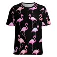 thumbnail image 5 of Flamingo Pattern Women's Short Sleeve T-Shirt Crew Neck Casual Summer Trendy Loose Fit Tops, 5 of 6