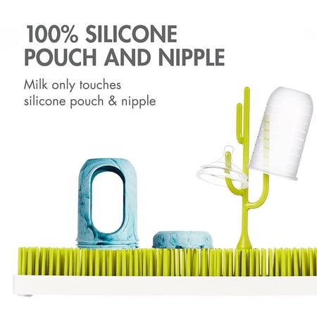 Boon NURSH Reusable Silicone Pouch Baby Bottles – Stage 2 Medium Flow – 8oz – Marble (3pk)