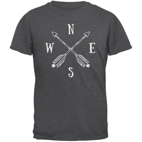 North South East West Arrows Dark Heather Adult T-Shirt - X-Large