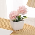 thumbnail image 4 of 1 Pc Fake Plant Small Artificial Green Plant Faux Flowers with Vase Fake Daisy Bouquet in Square White Plastic Vase Flowers for Table Decoration Farmhouse Floral Arrangement, 1.97"x4.72", Light Pink, 4 of 9