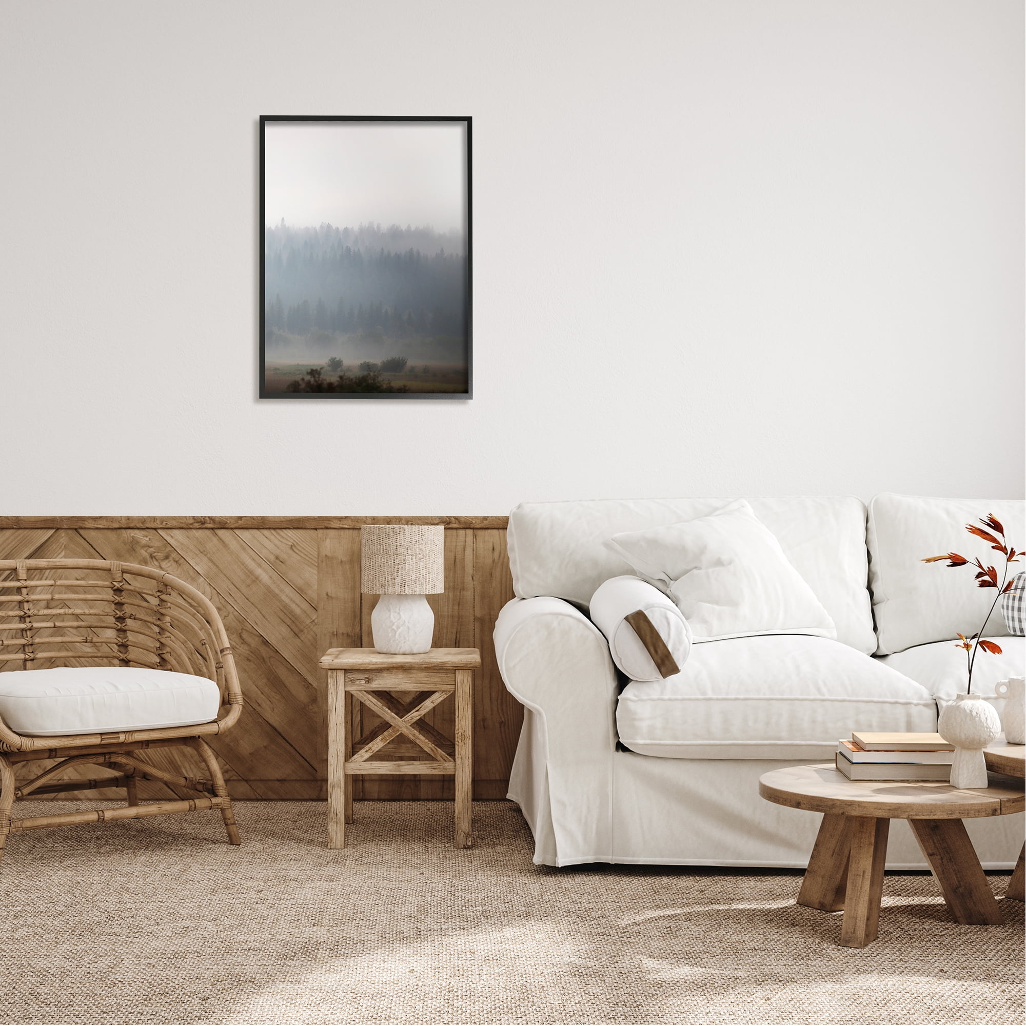 Stupell Industries Peaceful Fog Rural Landscape Woodlands Trees Clouds Framed Wall Art, 24 x 30, Design by Carol Robinson