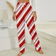 thumbnail image 3 of Red White Christmas Candy Cane Winter Female Pants Flannel High Waist Women Pants Lady Warm Straight Leg Plush Trousers, 3 of 7