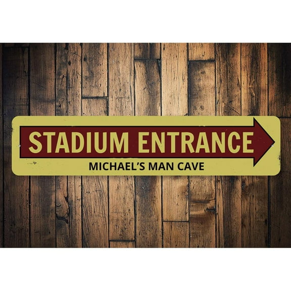 Stadium Entrance Arrow Novelty Sign, Metal Wall Decor - 4x18 inches