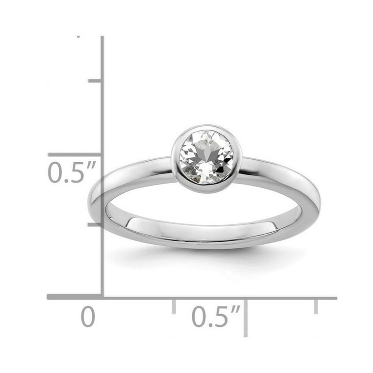 Sterling Silver Stackable Expressions Low 5mm Round White Topaz Ring Sterling Silver Stackable Expressions Low 5mm Round White Topaz Ring