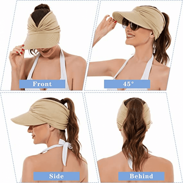 Womens Sun Visor Hat Wide Brim Sun Hats for Women UV Protection Summer  Beach Hats for Women Foldable Sports Visors R409 