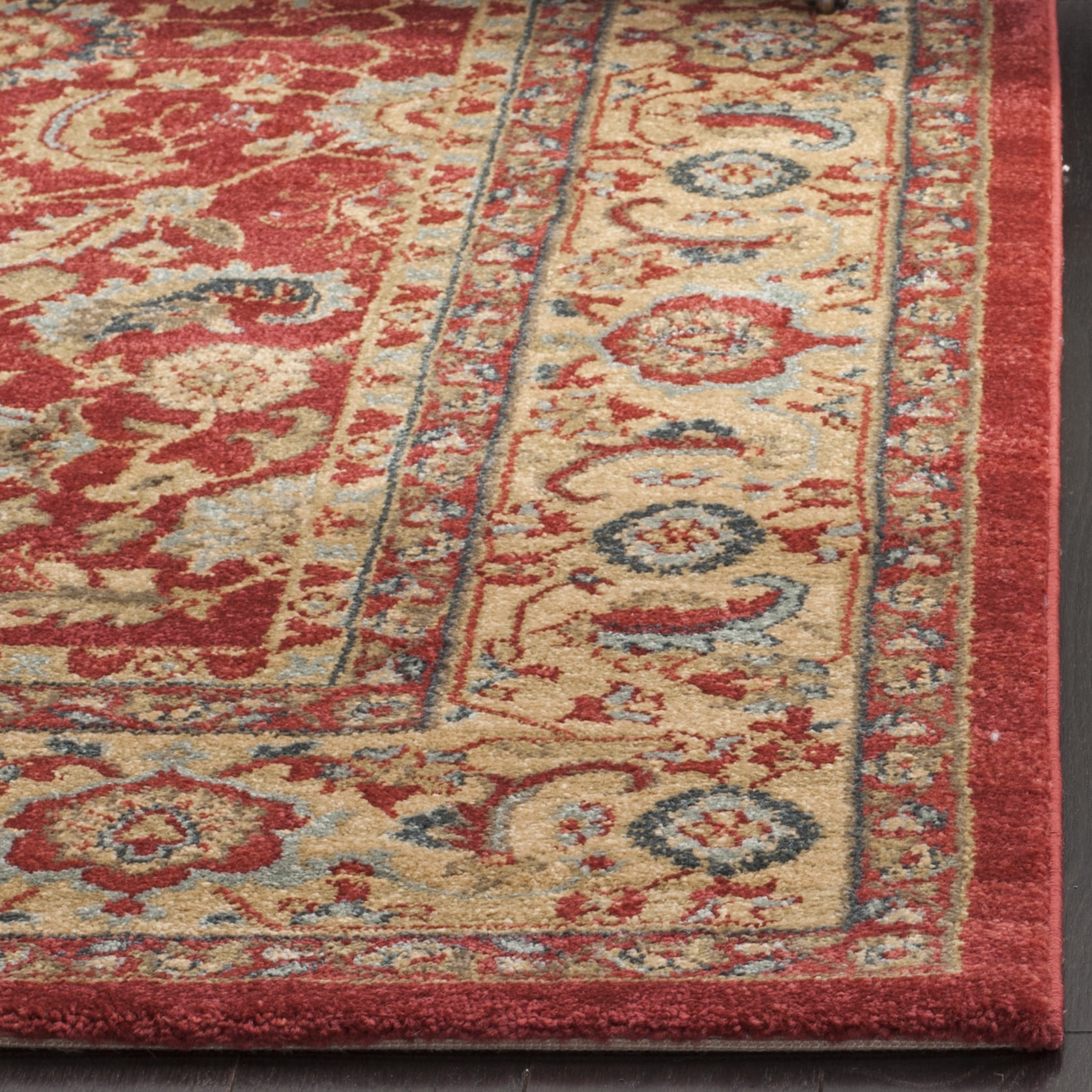 SAFAVIEH Mahal Gorgi Floral Bordered Runner Rug, Red/Natural, 2'2" x 20'