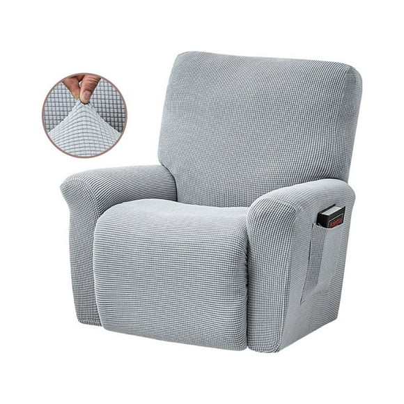 Stretch Recliner Chair Slipcover Elastic Full Coverage Solid Color Sofa Cover Replacement for LAZBOY, Silver