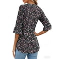 thumbnail image 4 of Shine Up Blouses for Womens Floral Print Tunic Tops Summer V-Neck 3/4 Ruffle Sleeve Blouse, 4 of 7