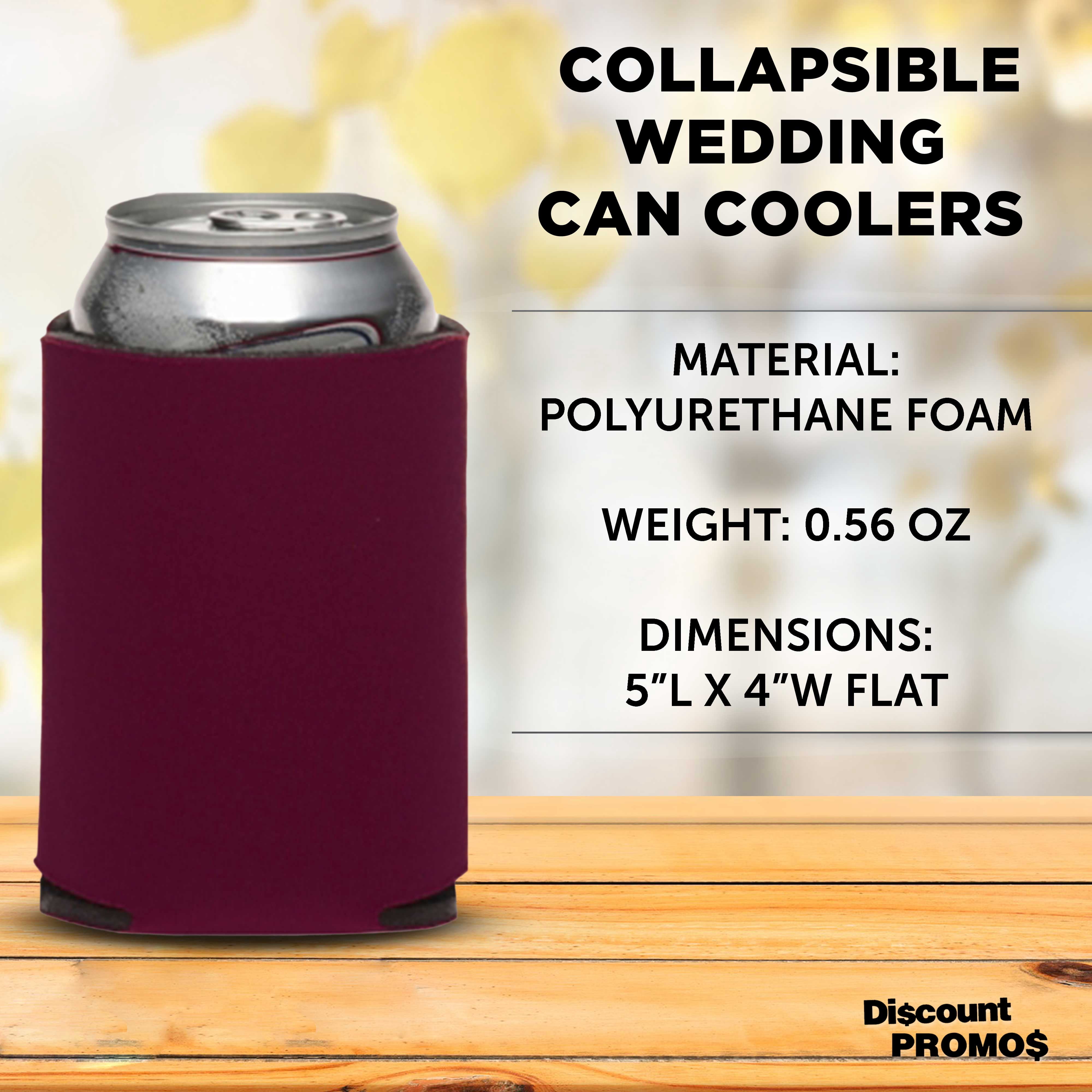 Three Hearts Collapsible Wedding Can Coolers Set of 10, Bulk Pack - Great for Beer, Soda, Other Beverages - Burgundy