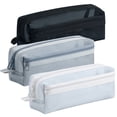thumbnail image 6 of Mesh Pencil Case, Large Capacity Pencil Bag with Handle and Zipper, Double-Layer Pencil Cases, Portable Pencil Storage Pouch Bag, Sheer Mesh Pen Holder, Minimalist Stationery Organizer,Grey, 6 of 8