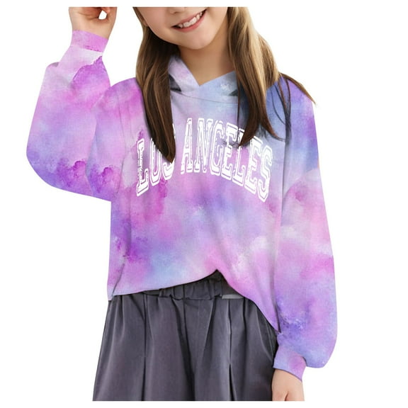 Caqnni Toddler Baby Girl Clothes Tie Dye Long Sleeve Sweatshirt Hoodie Tops Fall Winter Clothing (6-7 Years,Blue)