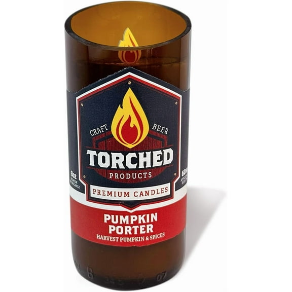 Torched Pumpkin Porter 8 oz Beer Bottle Scented Candle Bomber Bottle Brown
