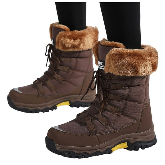 YLYL Womens Winter Snow Boots Waterproof Shoes Walking Comfortable Hiking Booties Furry Mid Calf Warm Lightweight Boots