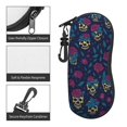 thumbnail image 5 of ZICANCN Sunglasses Soft Case, Cartoon Skulls Roses Blue Neoprene Zipper Eyeglass Case for Men Women, 5 of 9