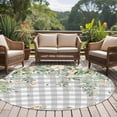 thumbnail image 4 of Round Rug 5Ft Washable Non-Slip, Watercolor Floral Circle Area Rugs for Living Room Bedroom, Spring Flowers Leaves Plants Gray Plaid Indoor Floor Mats Carpet Runner for Home Decor Aesthetic, 4 of 8