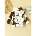 thumbnail image 3 of JYYYBF Toddler Girls Winter Warm Fleece Coat Long Sleeve Lapel Cow Print Zipper Outerwear, 3 of 7