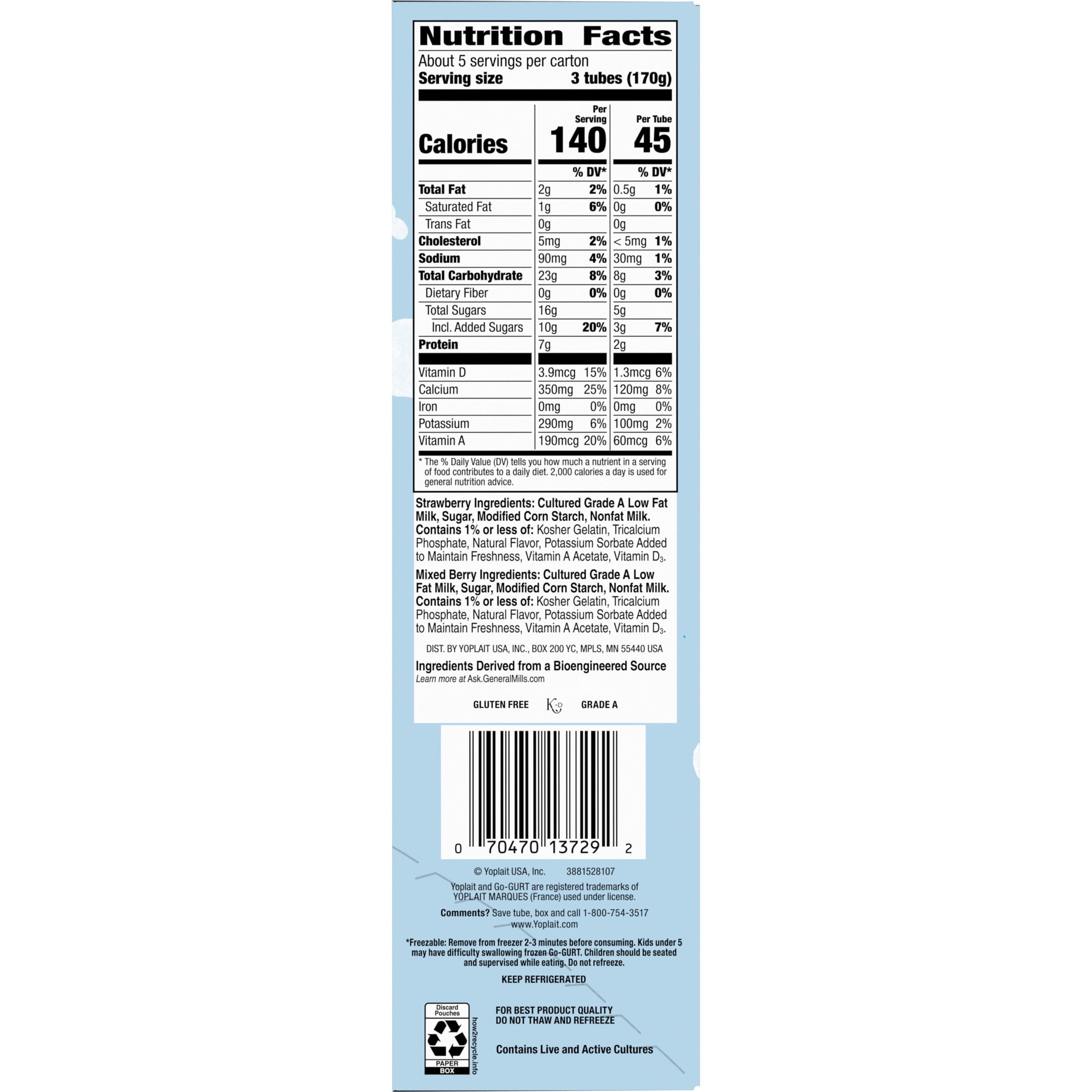 Simply Go-GURT Kids Low Fat Yogurt Variety Pack, Gluten Free, 2 oz Yogurt Tubes (16 Count)
