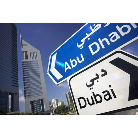 Direction Signs on Sheikh Zayed Road in Dubai Print Wall Art By Jon