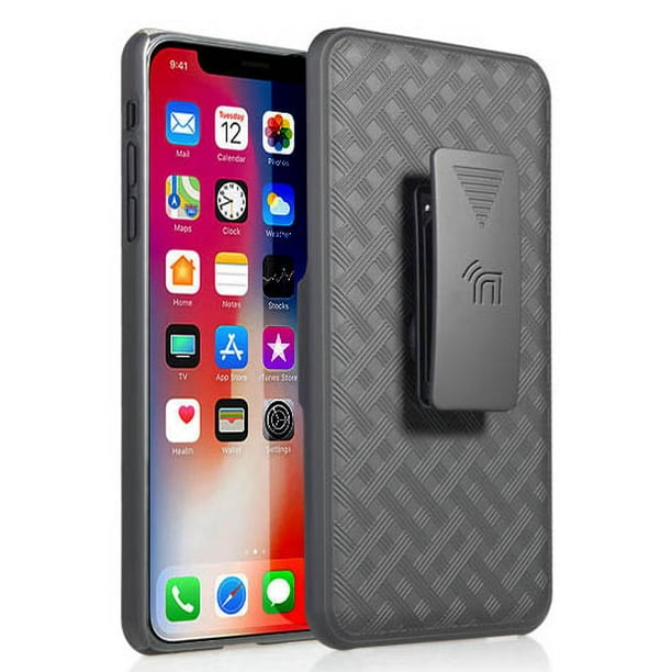 Case With Clip For Iphone Xs Max Nakedcellphone Black Kickstand Cover With Rotating Ratchet Belt Hip Holster Combo For Apple Iphone Xs Max Size 6 5 Model Iphone 10s Max Walmart Com Walmart Com