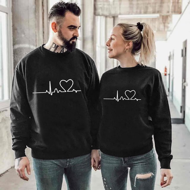 Qertyioot Chandail à Col Rond pour Hommes et Femmes pour la Saint-Valentin
